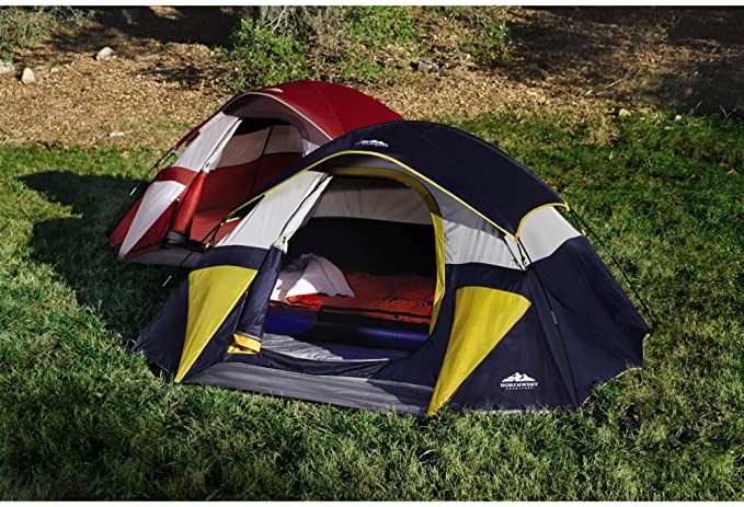 Northwest Territory Red Sierra Dome Tent 9x7 - Sleeps up to 3 - Waterproof - Carry Bag